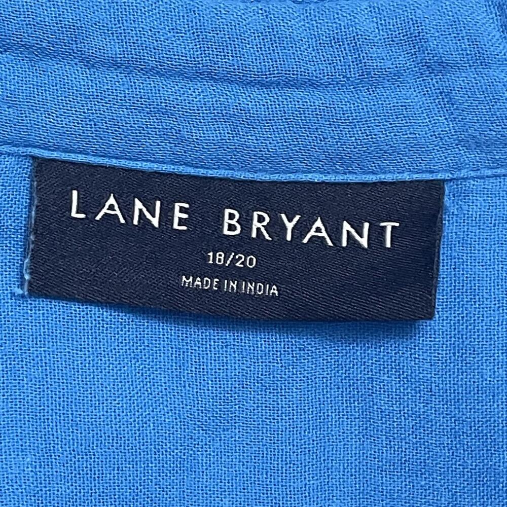 Lane Bryant Tunic Womens 18/20 Blue Button-Up Long Sleeve 100% Cotton Relaxed - Picture 5 of 10